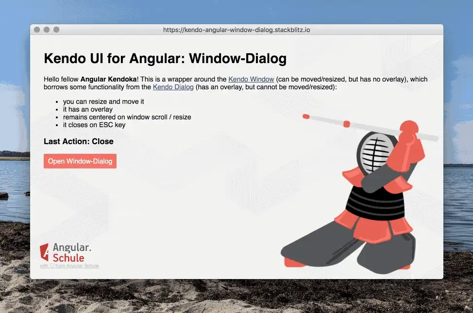 Kendo UI for Angular: Window-Dialog